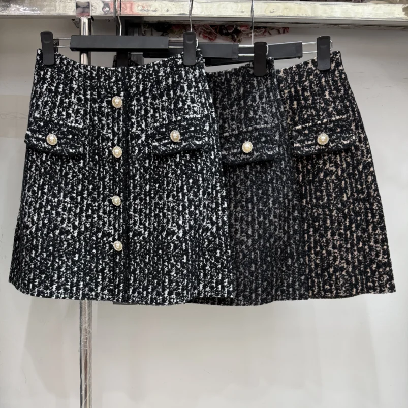 

Новая модная осенняя вязаная юбка, женская винтажная мини-юбка трапециевидной формы с эластичной резинкой на талии, элегантная облегающая одежда на бедрах