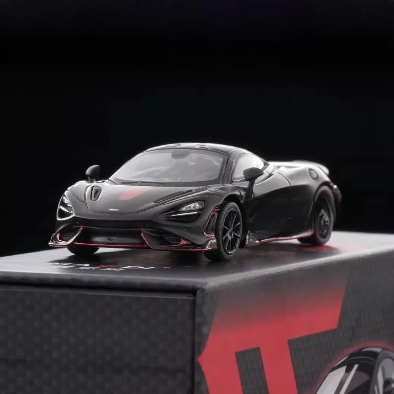 MSZ McLaren 765LT Black Knight 1:64 High Detail Realistic Simulation Metal Diecast Alloy Collectibl Scale Car Model Perfect Gift