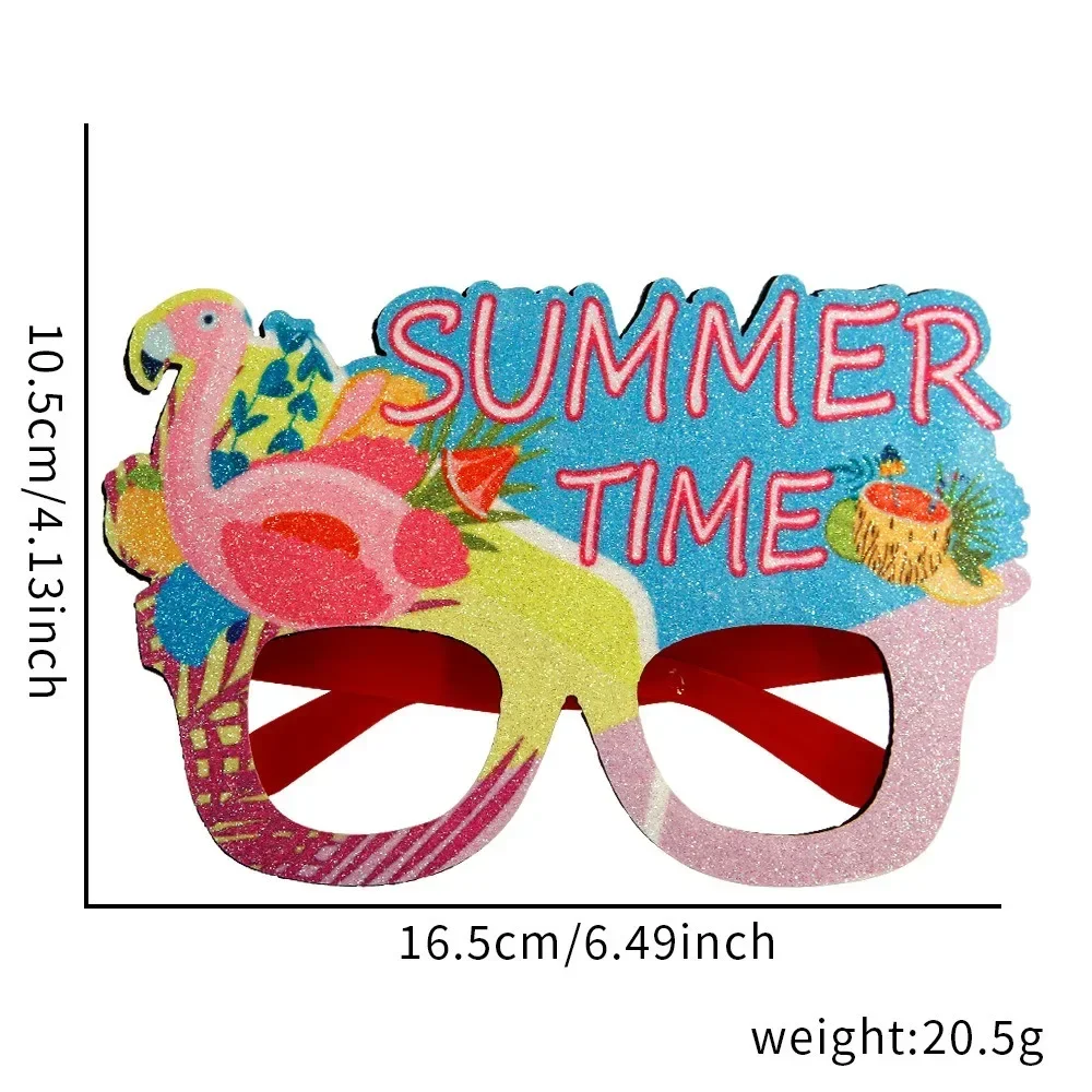 Occhiali di carta a tema Hawaii Hello Summer Flamingo albero di cocco cornice per occhiali Photo Booth puntelli Happy Hawaiian Party Decor