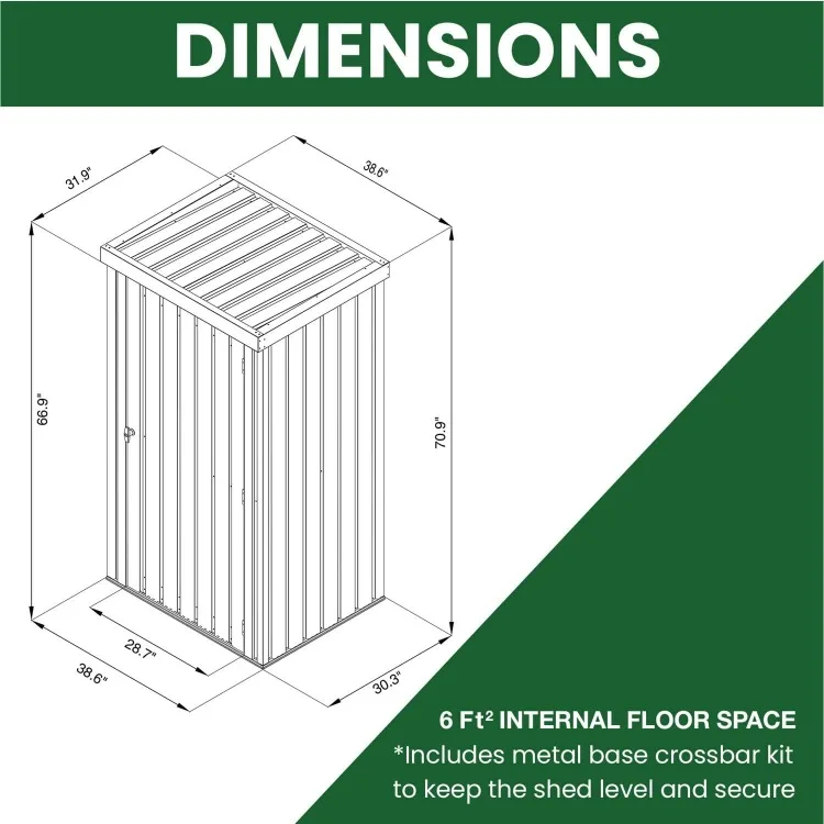 Gegalvaniseerde Stalen Terrasruimte Met Enkele Deur Voor Tuingereedschap Met Twist Lock En Sleutelbeveiliging, 2 Gereedschapshaken (3 'X 3' X 6 ') Donker