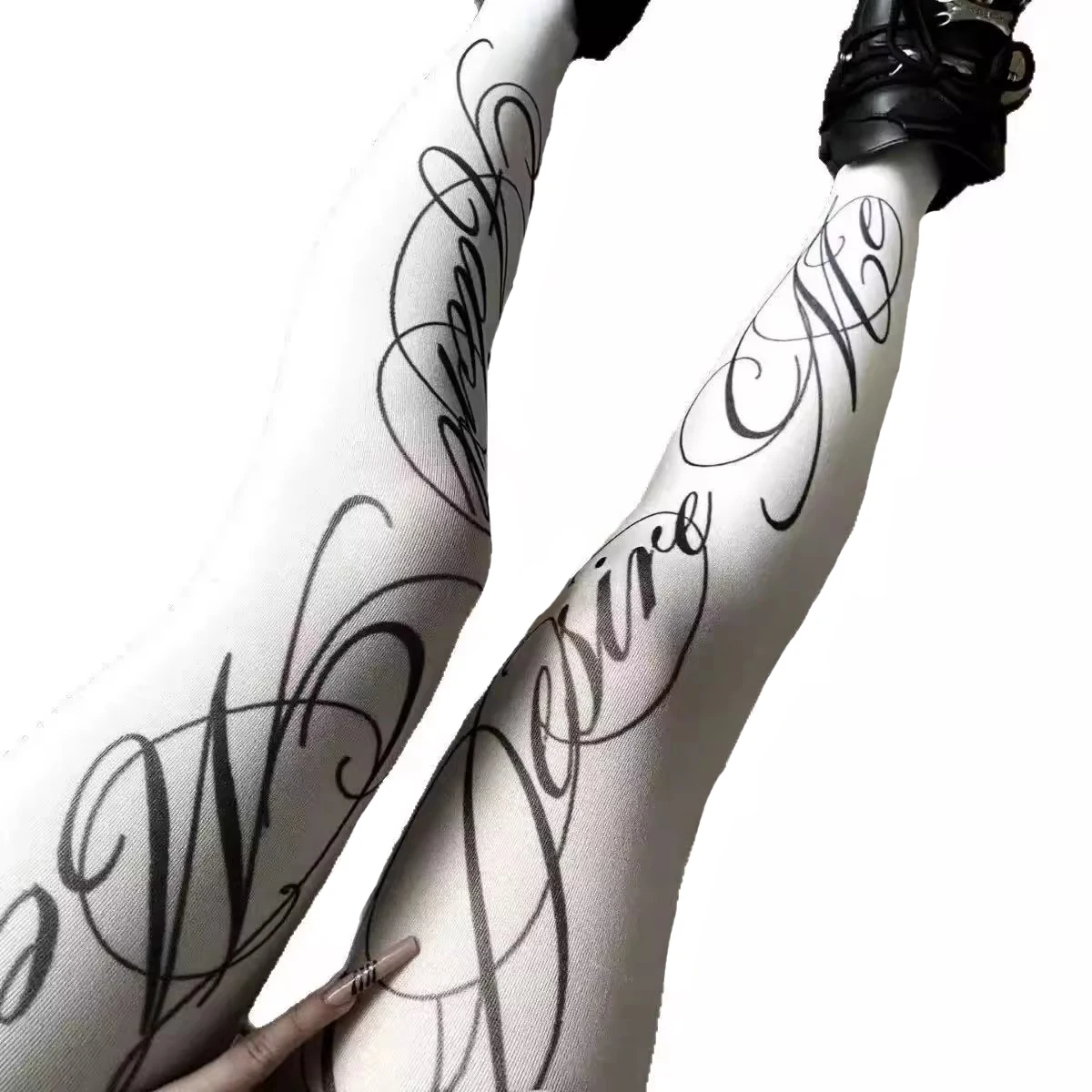 

Y2K Socks 2000s Classic Style Letter Printed Women's Jumpsuit Japanese Sweet Kawaii Slimming Lolita Thigh High Socks Emo Gilrs