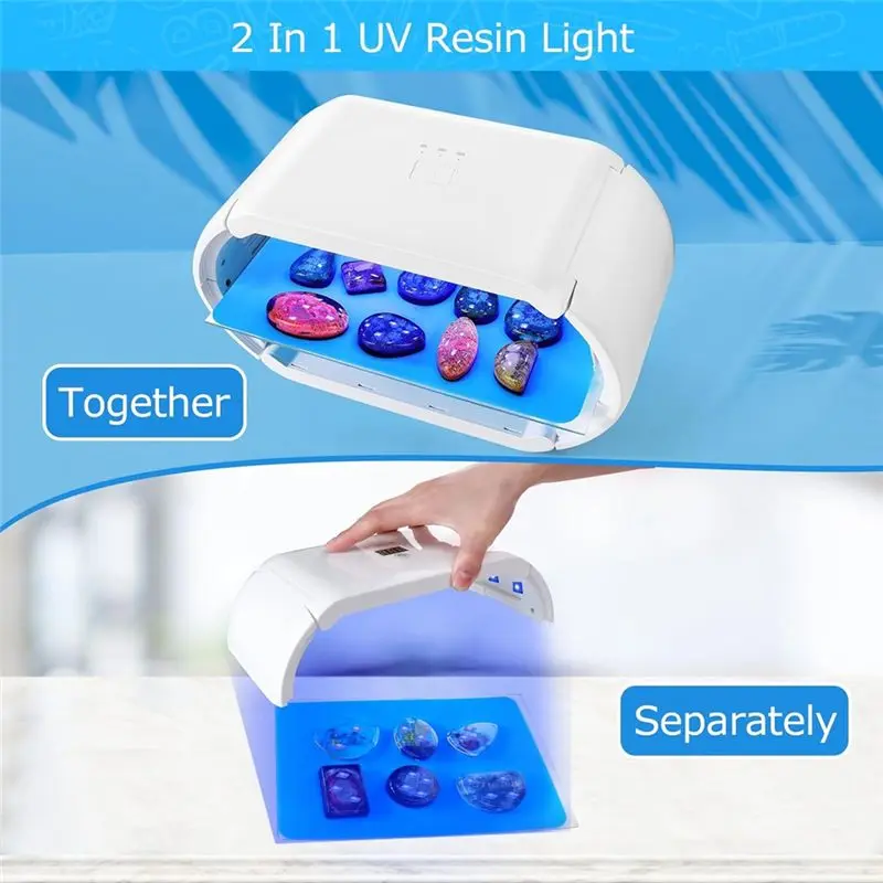 B52C 2-In-1 UV Resin Lamp, Faster Curing Double-Sided UV Resin Lamp With 48 LED Beads, Adjustable Time Setting Easy Install EU P