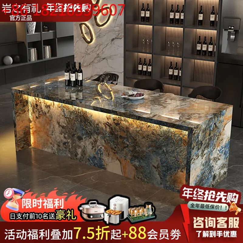 

Роскошный островный стол из каменной каменной плиты, встроенный домашний кухонный стол для ресторана, итальянский легкий роскошный стол на заказ