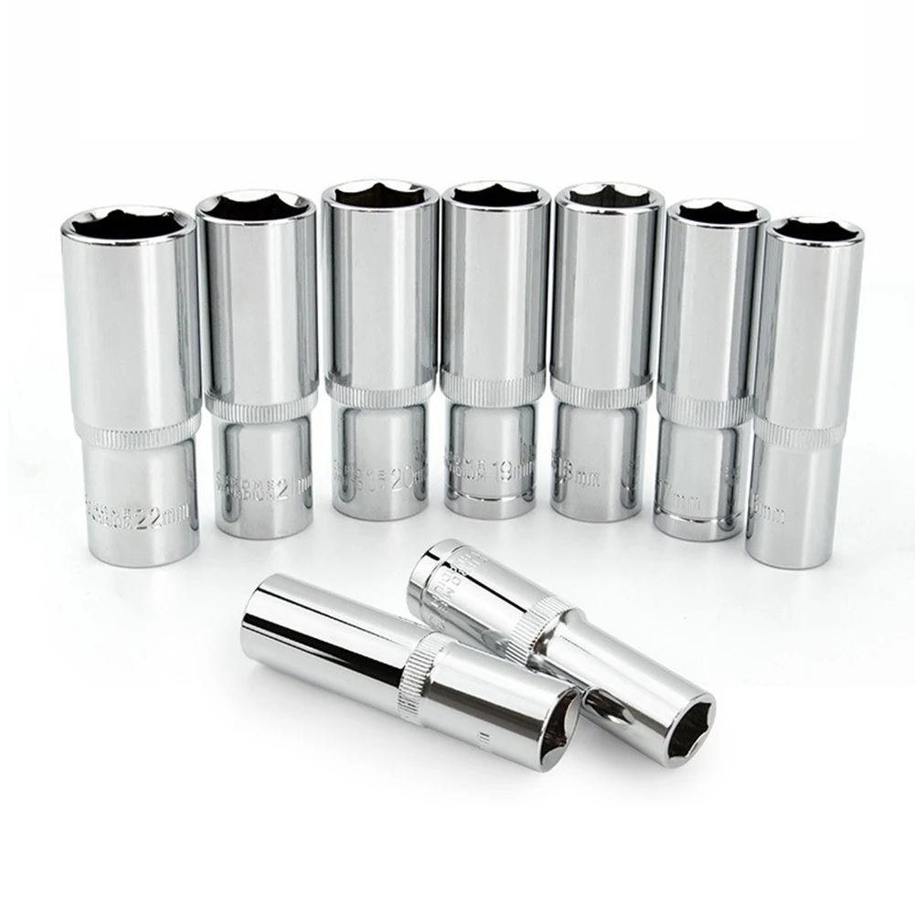 1 個 1/2 インチドライブインパクトソケット 8-27 ミリメートルディープソケットアダプタ六角ソケットレンチドライブヘッドラチェットツール高トルクディープソケット