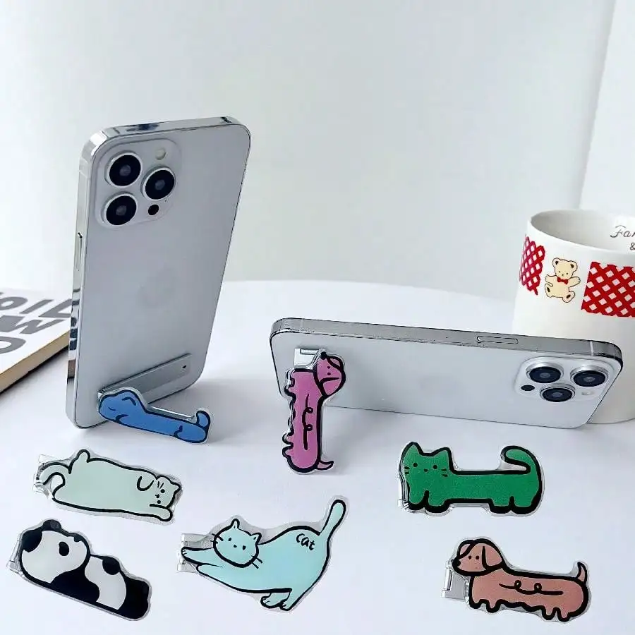 

1pc Cartoon Animal Desk Mobile Phone Stand, Foldable Phone Holder Compatible With IPhone, Android Phone, Gift For Birthday, Family, Friends Phone Accessories