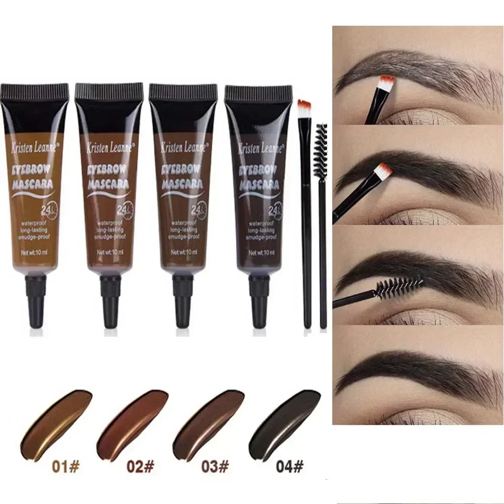 ครีมเขียนคิ้วกันน้ําพร้อมแปรงเขียนคิ้ว Natural Eyebrow Enhancers Gel ยาวนานสีดําสีน้ําตาล Wild Eyebrows Tinted แต่งหน้า