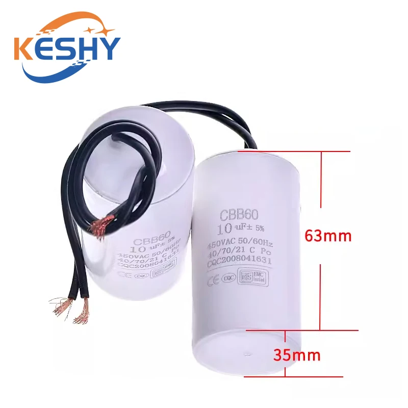 CBB60 Motor Run Capacitor 450V 3UF 4UF 5UF 6UF 8UF 10UF 12UF 14UF 16UF 18UF 20UF 25UF 100UF Start Water Pump Washer Air Pump