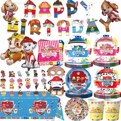 Paw Patrol Birthday Party Decor Dog Patrol Paw Tableware Tablecloth Cup Plate Balloon Baby Shower Kids Favor Gift Party Supplies