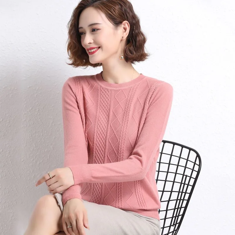 Casual Knitted Sweater Women New Round Neck Thicken Warm Pullovers Long Sleeve Tops Autumn Winter Pull Femme Knitwears Sueter