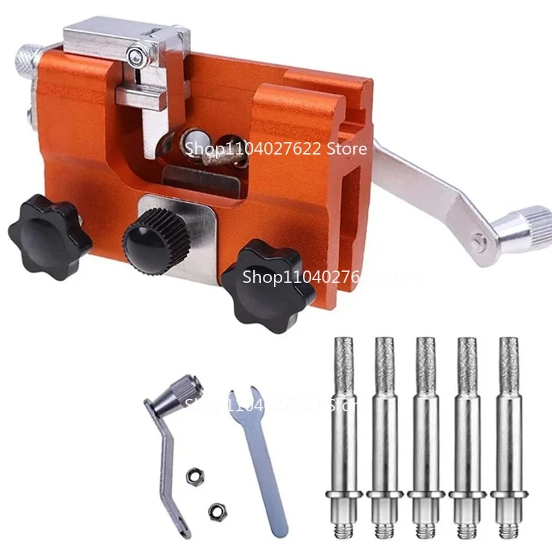 ABJI-Hand Crank Chain Grinder Portable Household Hardware Tool Grinding Chain Clip Chain Saws Sharpener