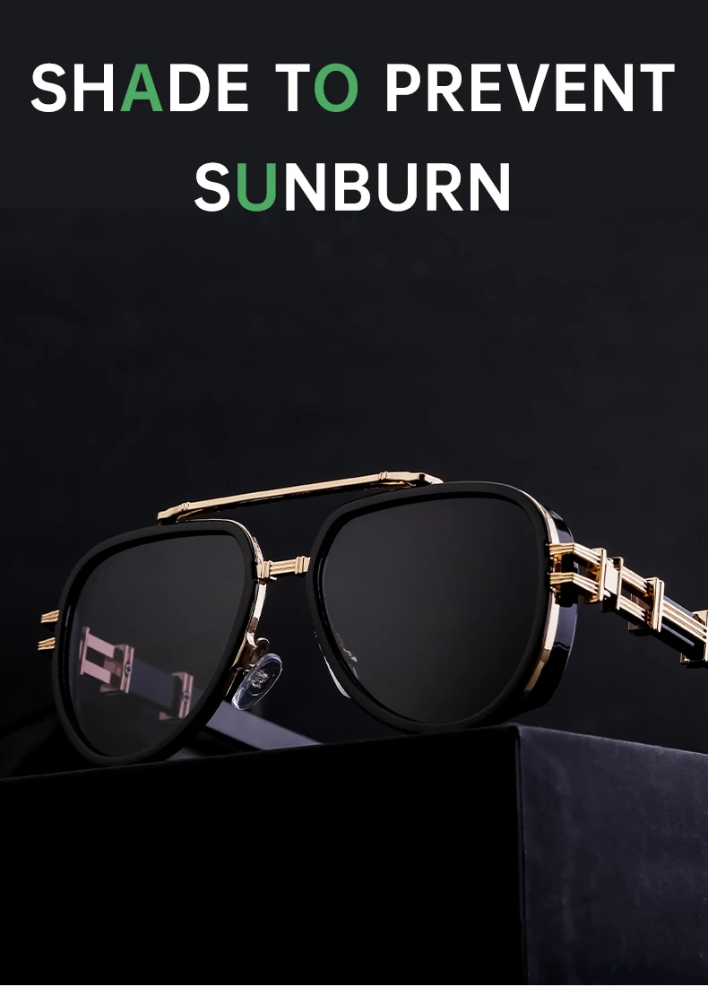 Vintage Punk Ovale Sonnenbrille für Damen und Herren 2026 Luxusmarken-Design Trendige Steampunk Doppelbalken-Sonnenbrille für Männer Retro-Brillen – Detail 3