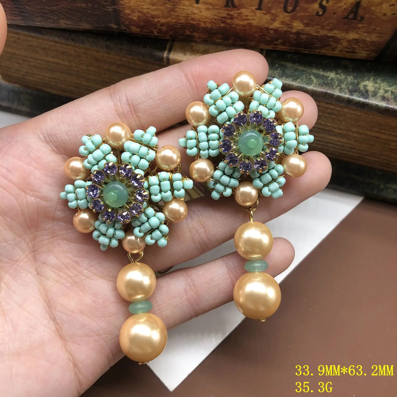 colar feito à mão temperamento da indústria pesada brincos de diamante completo elegante