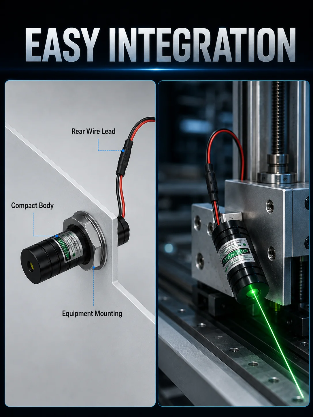 ZhonNa 25x52mm Feinstrahl-Lasermodul Rot Grün Blau Licht für Industrielle Positionierungswerkzeuge Ausrüstungsteile Zubehör-Sets – Detail 5