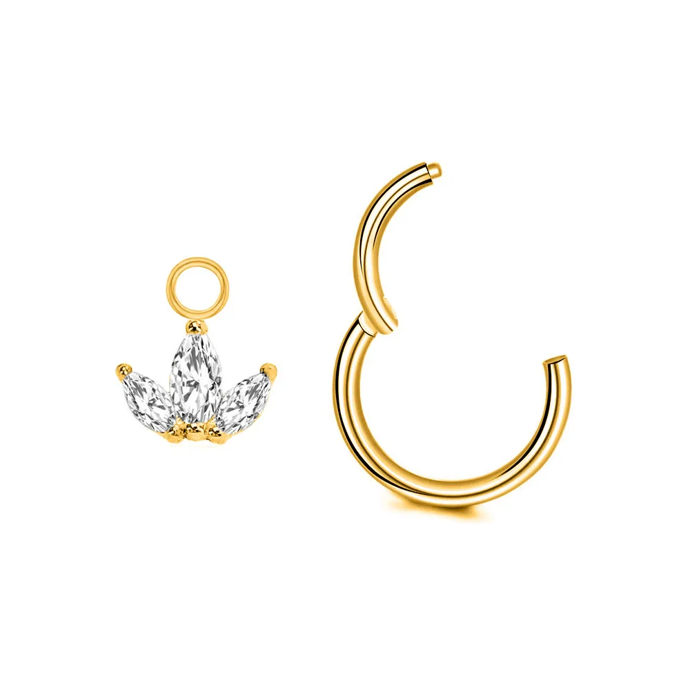 Flower Moon Cross Lightning Hoop Earring Teardrop Drop Daith Conch Clicker Segment Rings Marquise CZ Rook Jewelry 16G 18G 20G