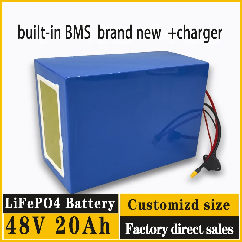 

Batterie au LiFePO4, 48V, 20Ah, cellule LiFePO4, BMS 16S, 58.4V, 2000W, scooter électrique, vélo électrique, +charger