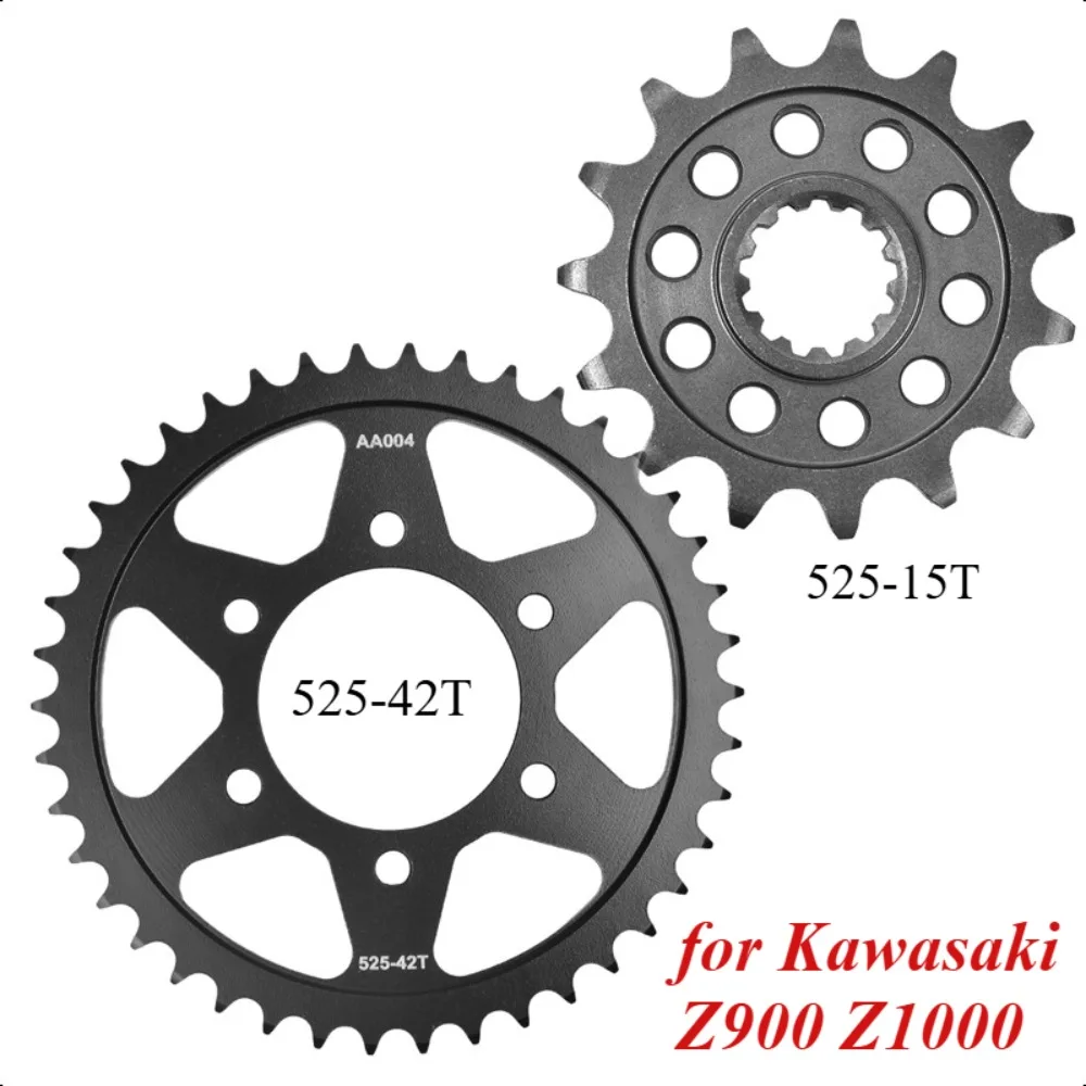 

525 15T 42T Motor Bike Front Rear Sprocket Gear Wheel Cam for Kawasaki Z900 ABS Z900 RS 2018-2022 Z1000 2010-2014 ZR1000