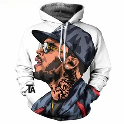 2023 New Fashion Jumper 3D Hoodies Cartoon Characters Singer Chris Brown Print Women/Men Hoodie Sweatshirts Hip Hop Clothing