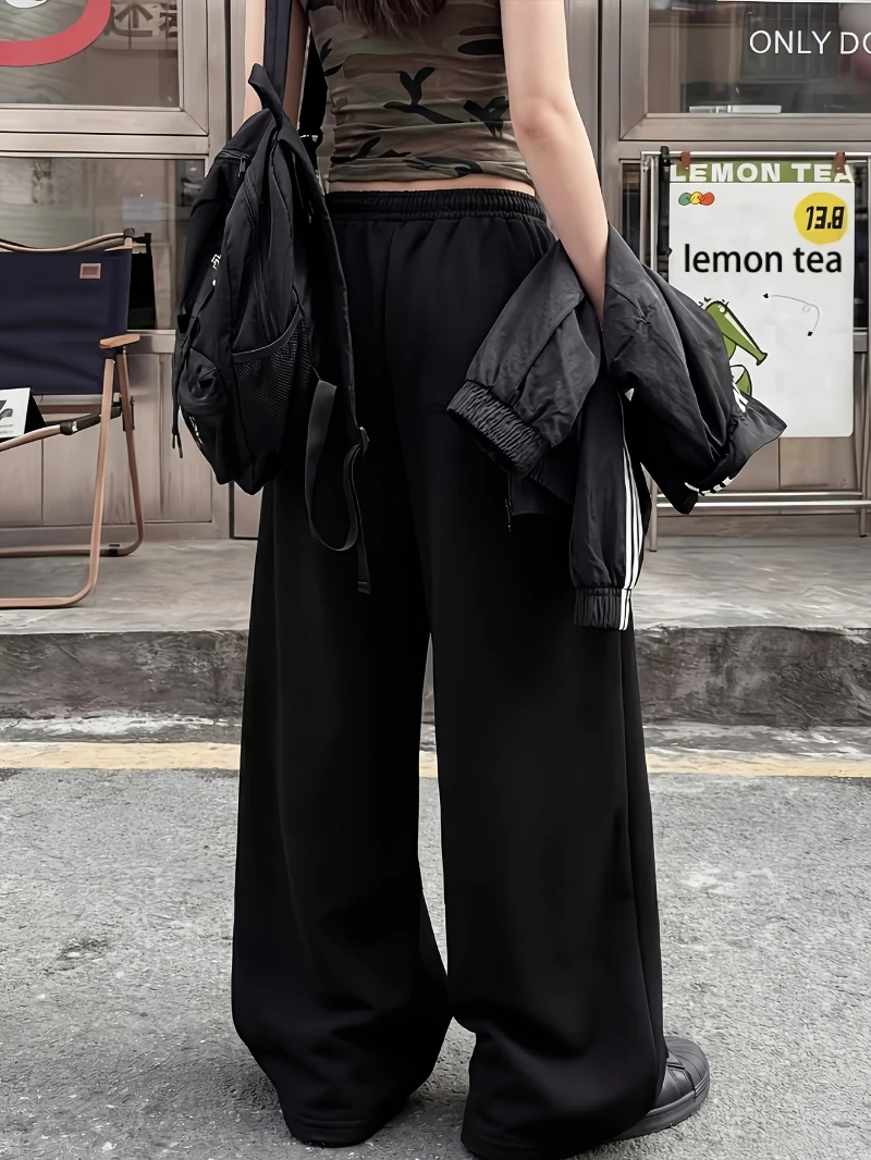 Trendy and cool koi and cherry blossom print sweatpants, loose straight leg design, versatile casual trousers for all seasons