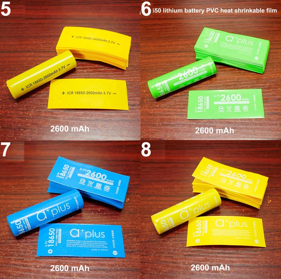 100pcs/lot 18650 lithium battery heat shrinkable sleeve battery cover skin PVC heat shrinkable film shrink skin