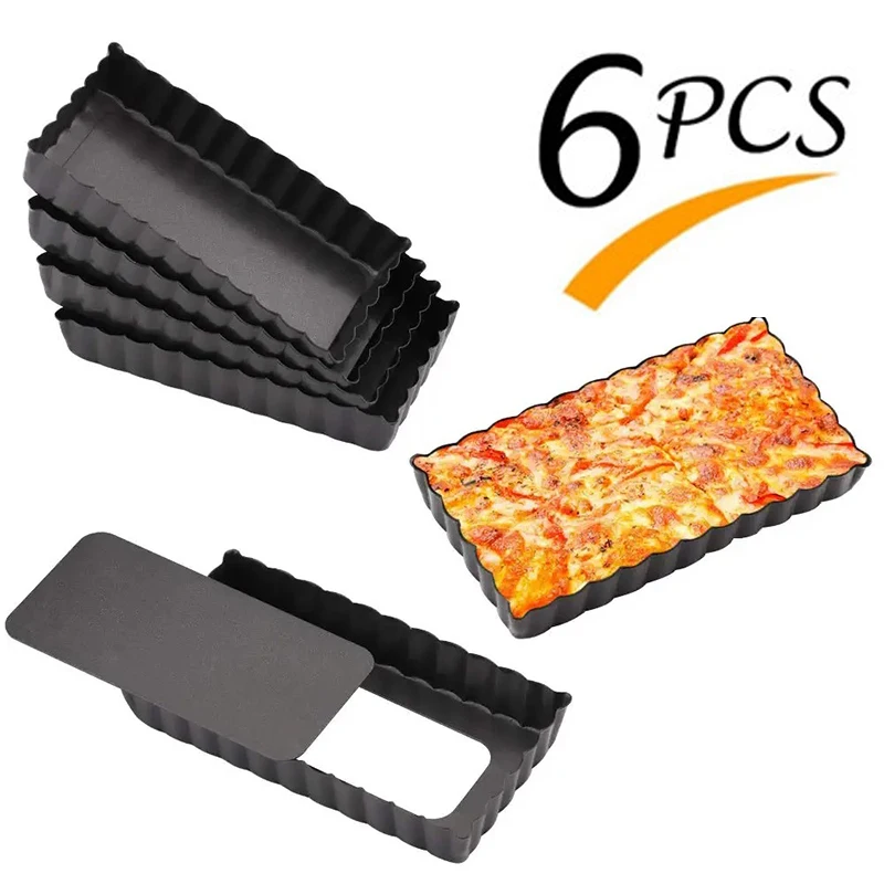 6 Stück Mini Torten form Set rechteckige Antihaft 4 Zoll Quiche Pfanne lose abnehmbare Boden Torte Pfanne Kuchen Pizza Kuchen form Back geschirr