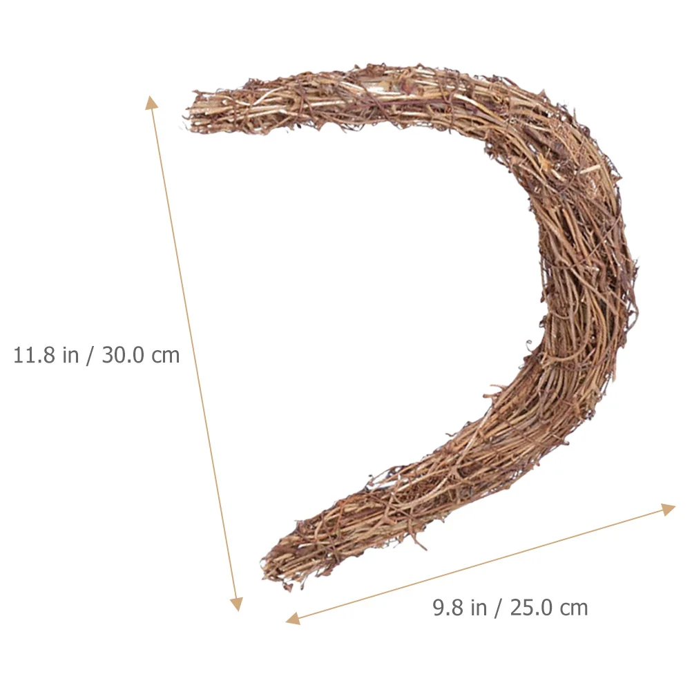 

2Pcs Christmas Rattan Rings Moon Shape DIY Wreath Frame Handmade Natural Vine Garland Decoration DIY Rattan