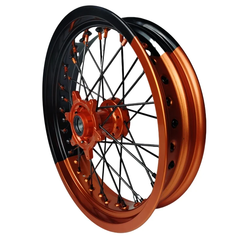 Bi-color Rims Fit K TM 300CC 2020 Customized Black and Orange Color Supermotard Wheels Rims Set