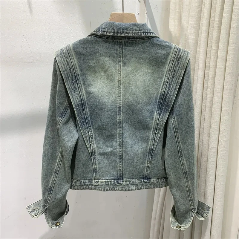 Korean Female Xiaoxiangfeng Denim Tops Coat Spring Lady Fashion Jeans Outerwear 2024 Retro Style Women Solid Color Cowboy Jacket