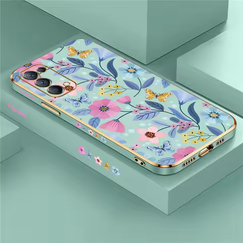 Flowers Silicone Case For OPPO Reno 5 Lite 2F 3 4 6 Pro Plus 7Z 8T 10 Soft Pattern Flower Plating Cover Coque