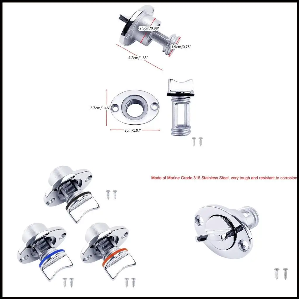 Boat Canoe Thread Bung Fit 25mm Hole Universal Stainless Steel Boat Transoms Garboard Drain Plug with O Seal Ring