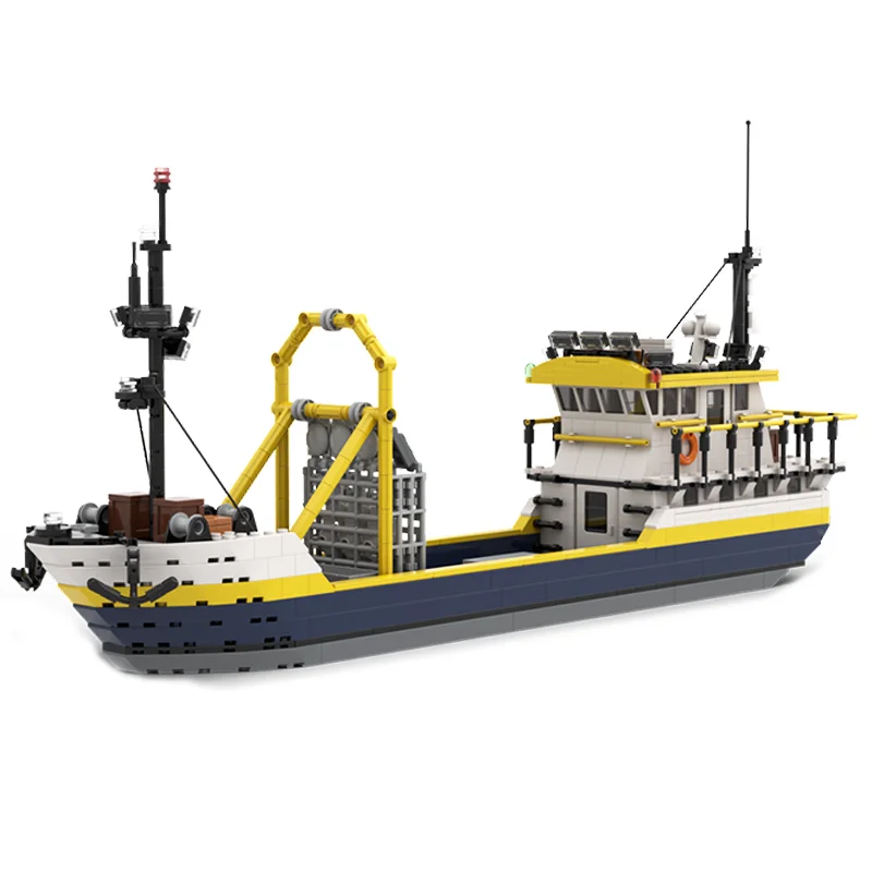 960 stücke MOCShellfish Dredge Fischerboot Krabben Garnelen Fisch Stadt Port Pädagogisches Spielzeug Moc Bausteine Spielzeug Weihnachten Geschenke