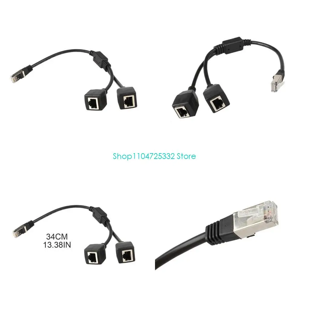 P5EA RJ45 1 Male to 2 Female Socket Port LAN Ethernet Splitter Adapter Cable 0.25m for Computer Router Equipment