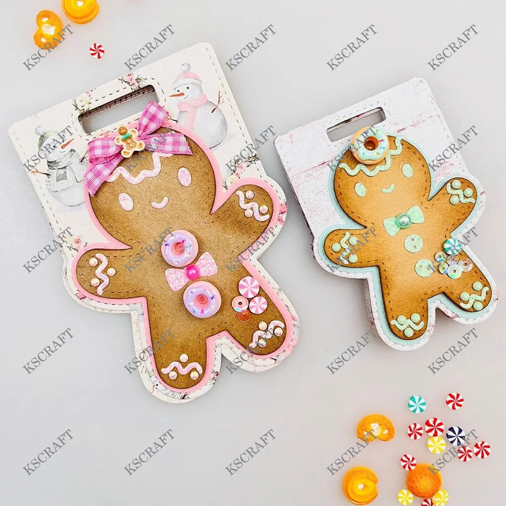 KSCRAFT Gingerbread Man Bag Topper Cutting Dies Stencils for DIY Scrapbooking Decorative Embossing DIY Paper Cards