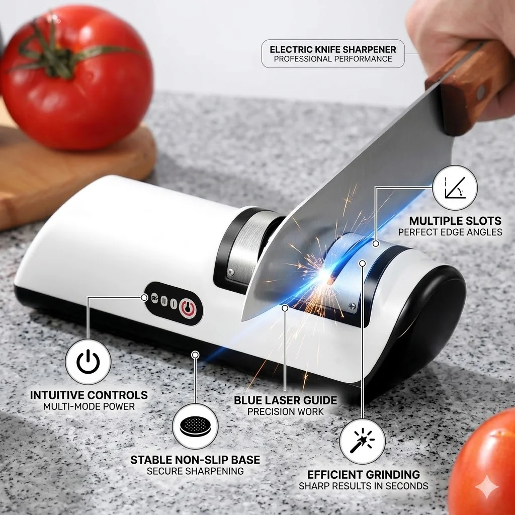 Electric Knife Sharpener USB Rechargeable Automatic Professional Knife Sharpening Machine Fine Crude Grinding Tools For Kitchen