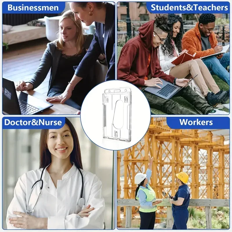 حافظات حامل البطاقات الشفافة، سلسلة مفاتيح قابلة للسحب، مقاومة للخدش، حافظات بطاقات البنك لمعرف مكتب الطالب