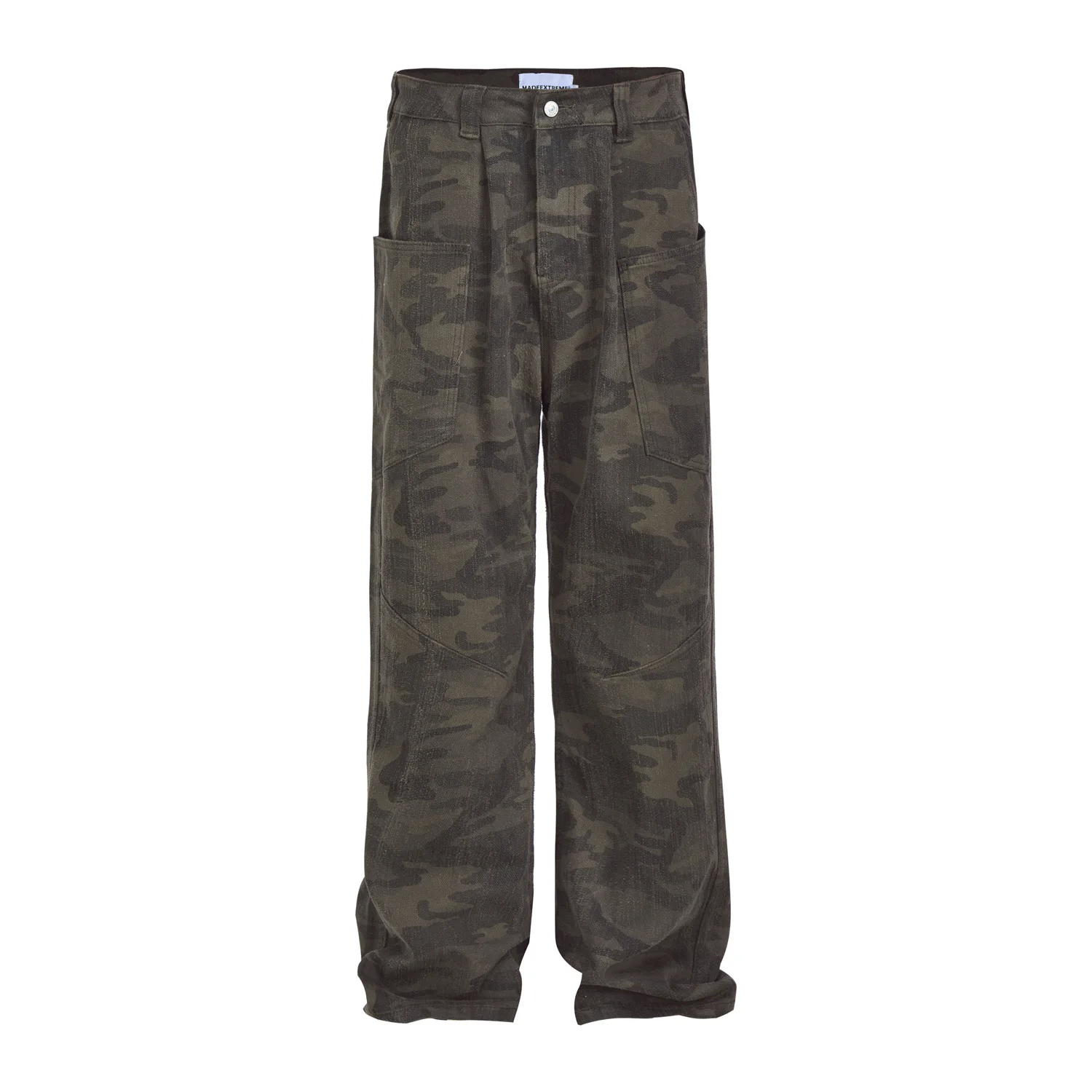 MADE EXTREME Dark Camouflage Overalls Outdoor Straight Logging Pants Y2k Men’s Jeans Cargo Jeans