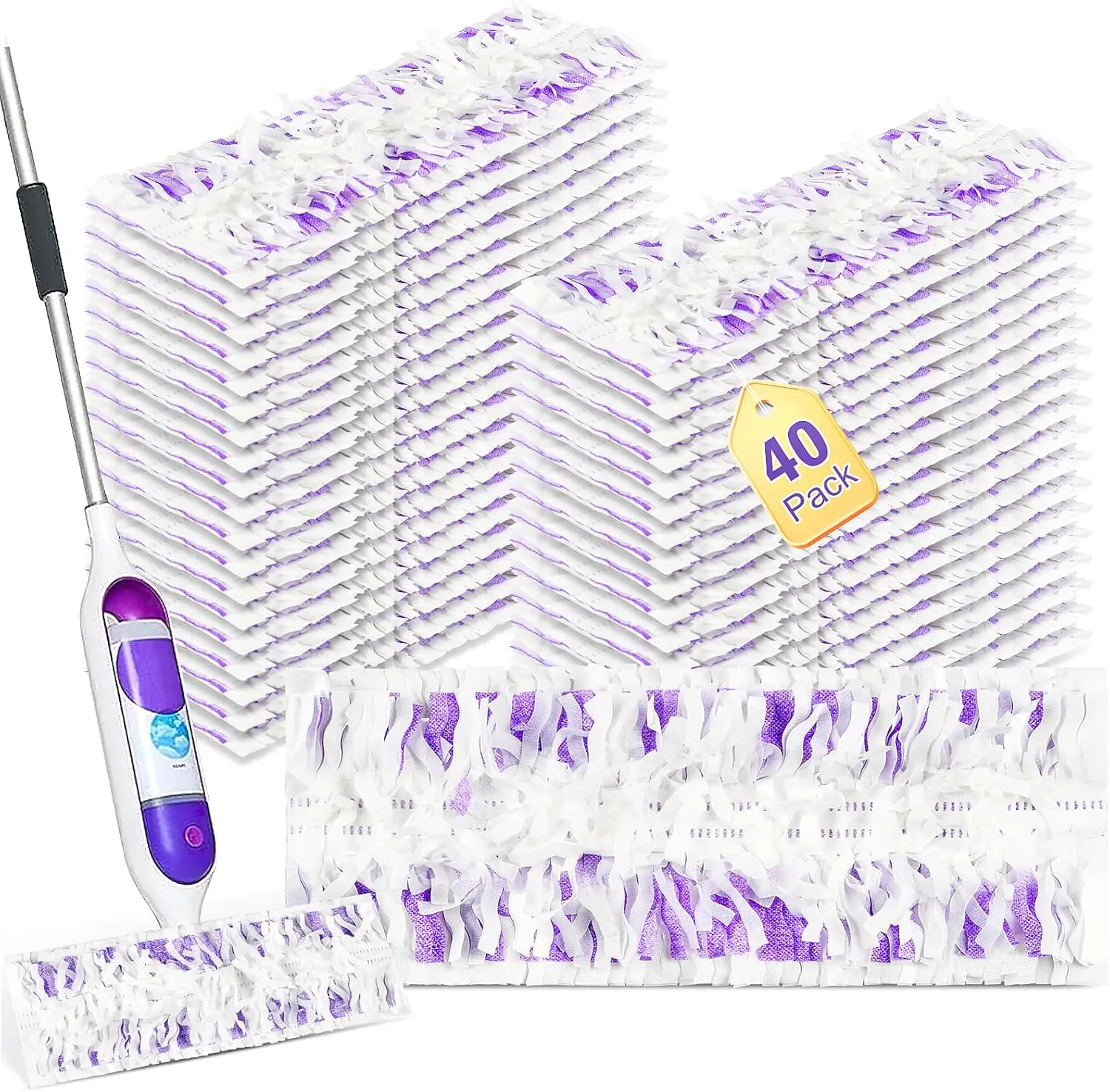 

40 Pack Disposable Refill Pads for Power Mop™ Multi-Surface and for PowerMop™ Wood Mop, Repalcement Spray Mopping Pads for Al
