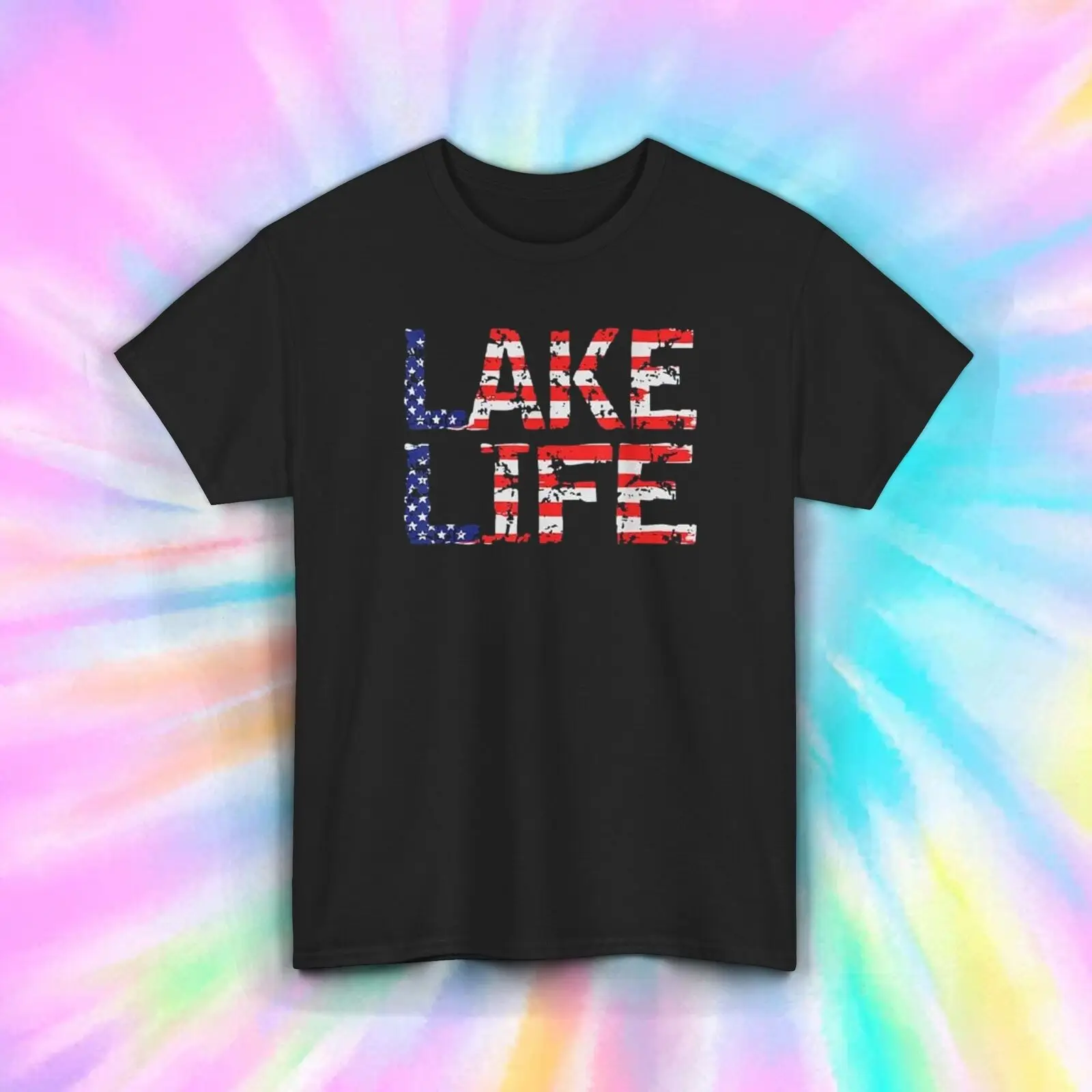 

Lake Life T-Shirt | American Flag Lake Lover Shirt | Patriotic Tee | S-5XL