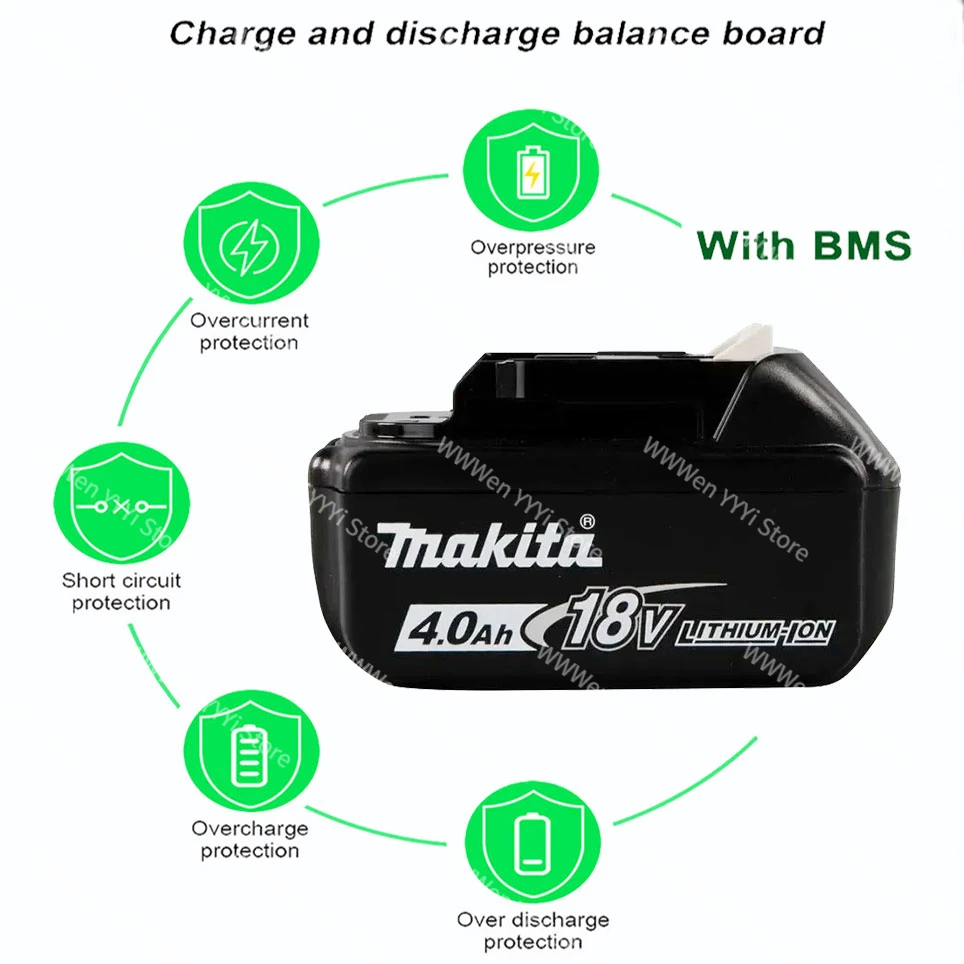 Makita 18V 4000mAh With LED lithium ion replacement LXT BL1860B BL1860 BL1850 Makita rechargeable power tool battery+Charger