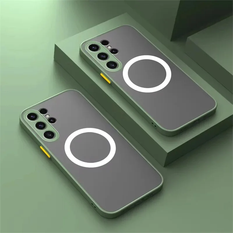 Für MagSafe Matte Magnetische Hülle für Samsung Galaxy S26 S25 S24 S23 S22 S21 Ultra Plus FE Stoßfeste Mattierte Kabellose Ladehülle