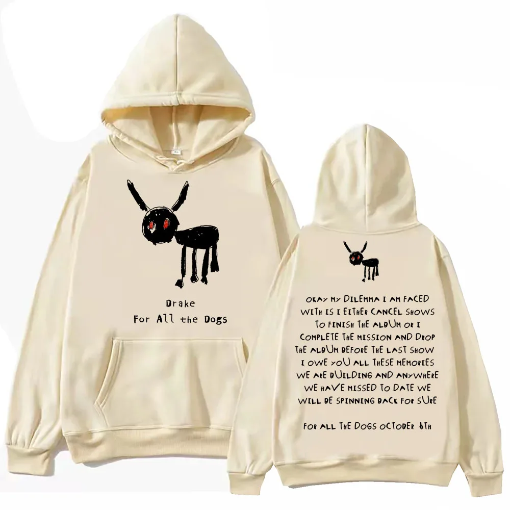 2024 For All The Dogs Drake Hoodie Tops Long Sleeve Sweatshirt Music Fans Gift Spring Summer Casual