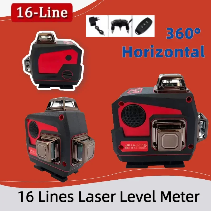 360° Horizontal And Vertical Cross Self-Leveling Tool 6 Lines Green Light Meter Horn Function Laser Level For Milwaukee Battery