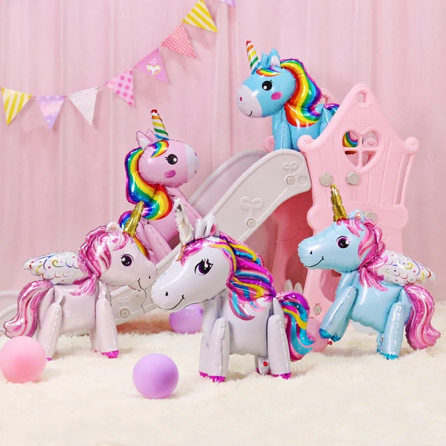Balon 3D Gigantyczny Jednorożec na Baby Shower, Nadmuchiwane Balony w Kształcie Tęczowego Konia, Zabawka dla Dzieci, Dekoracja na Urodziny Jednorożca, Akcesoria Balonowe
