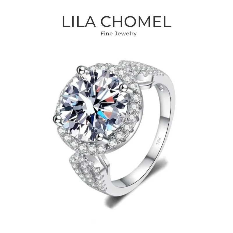 

Women Valentine's Day 18K White Gold Wedding Band Jewelry Wife 5CT Moissanite Diamond Girl Birthday Gift PT950 Platinum Rings