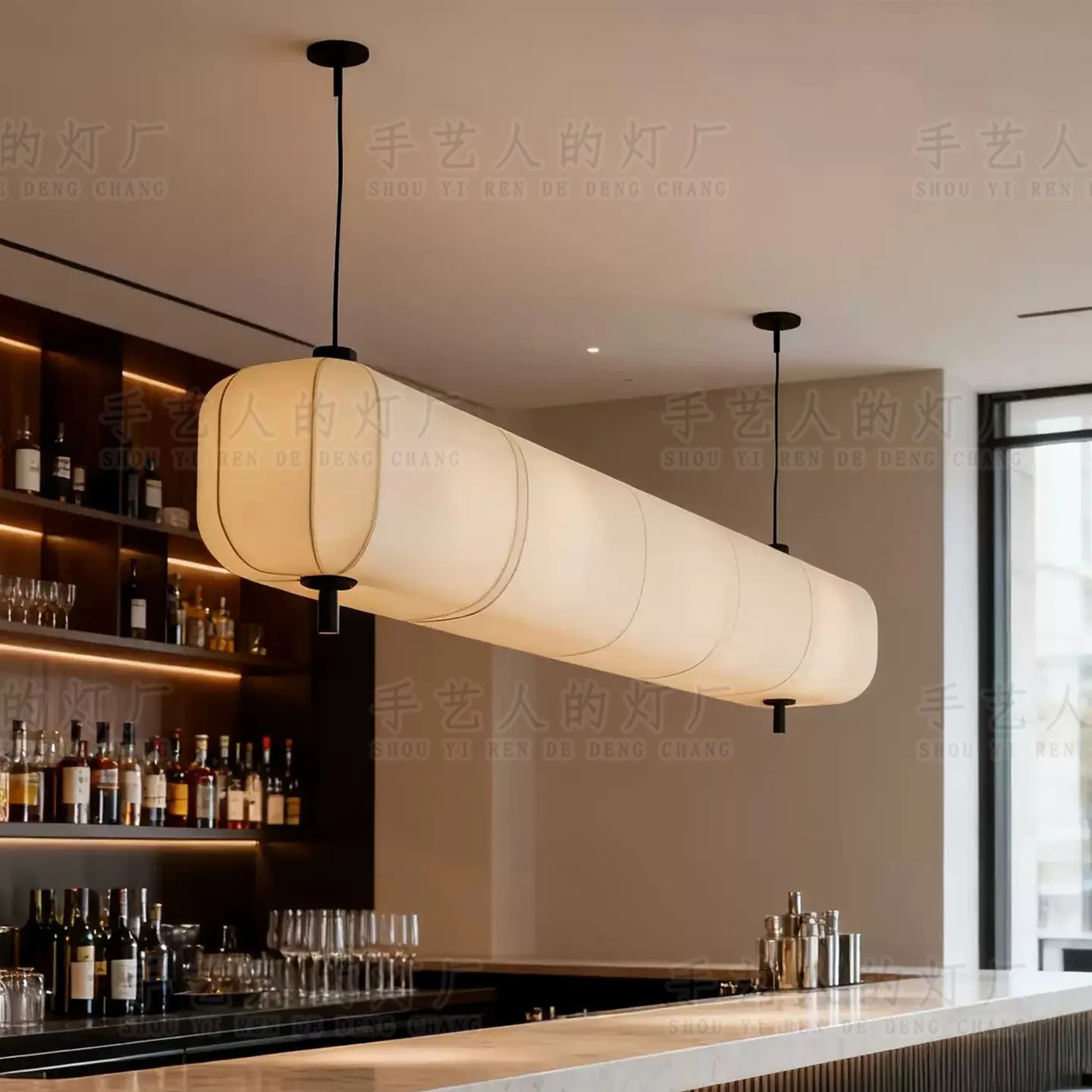 Fabric Long Atmospheric Chandelier Suitable for Installation in Bar Counter Catering Restaurant Coffee Shop Lighting Fixtures
