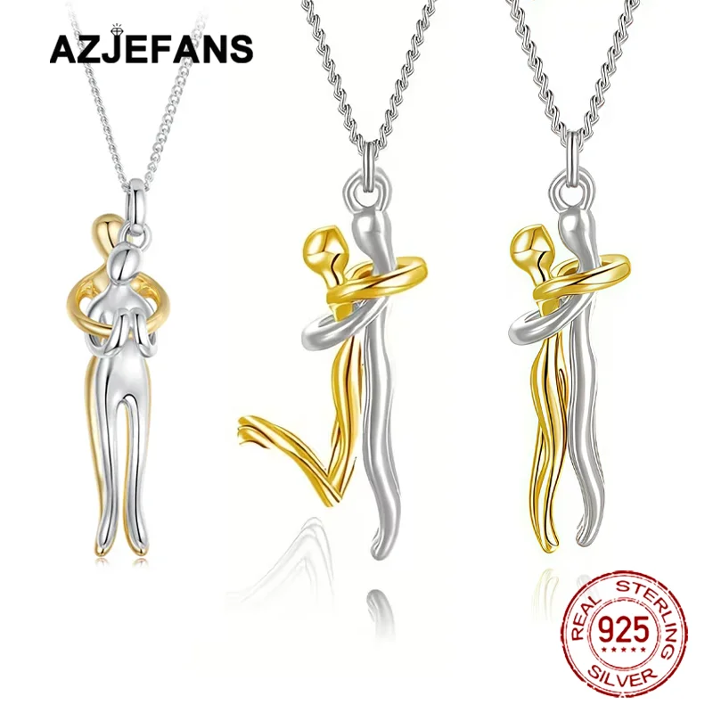 AZJEFANS Подвеска-кулон для пары «Объятия любви» из стерлингового серебра 925 пробы, изысканные ювелирные изделия