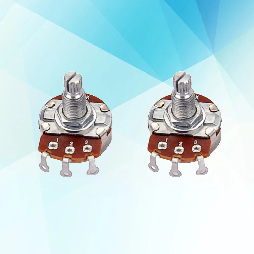 2Pcs 250K B Type Full Size Audio Potentiometer Long Knurled Split Shaft Coarse Knob Fit Guitar Bass Replacement