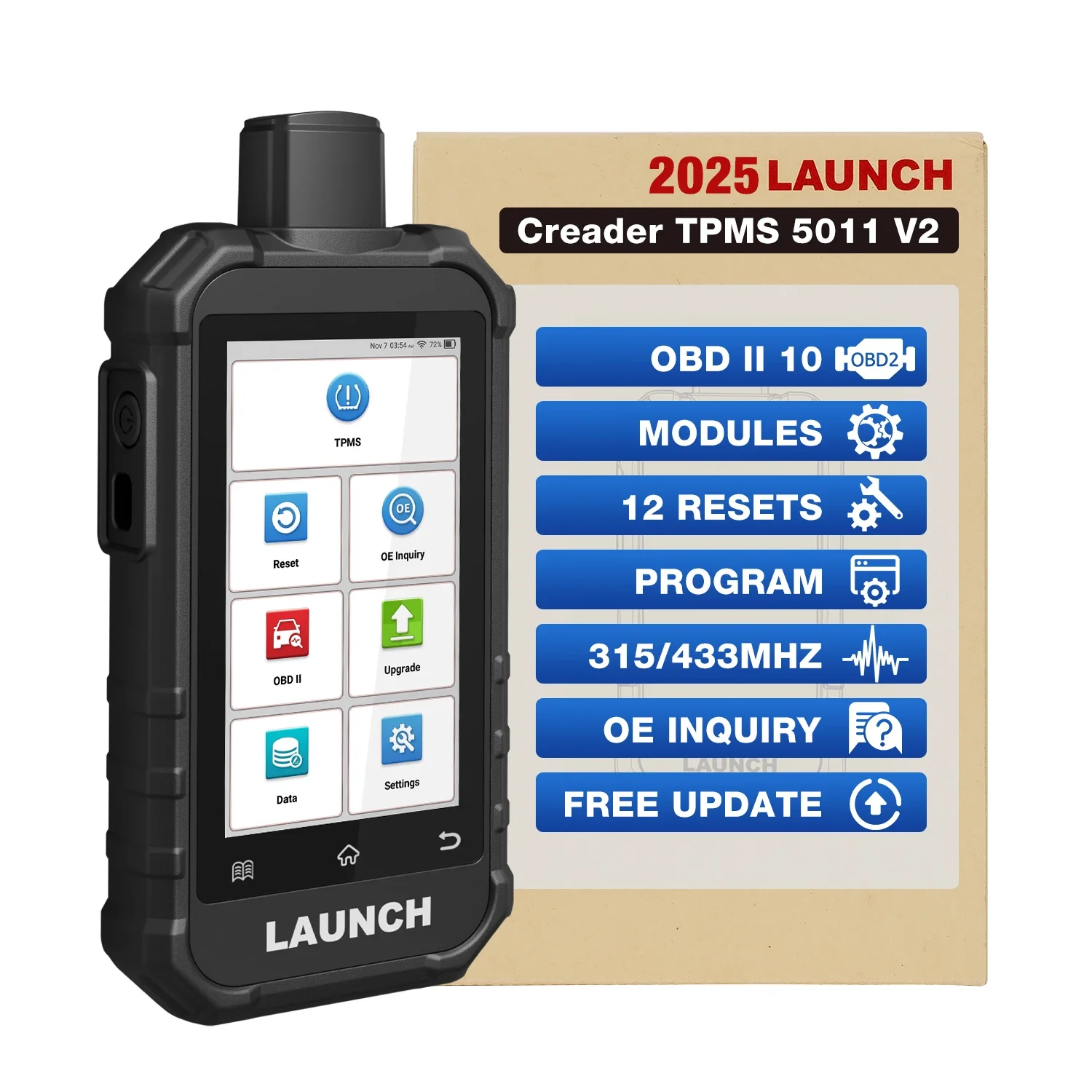 Launch 2025 CRT5011 V2 Creader TPMS Tire Pressure Monitoring Sensor Upgrade Version Of CRT5011E