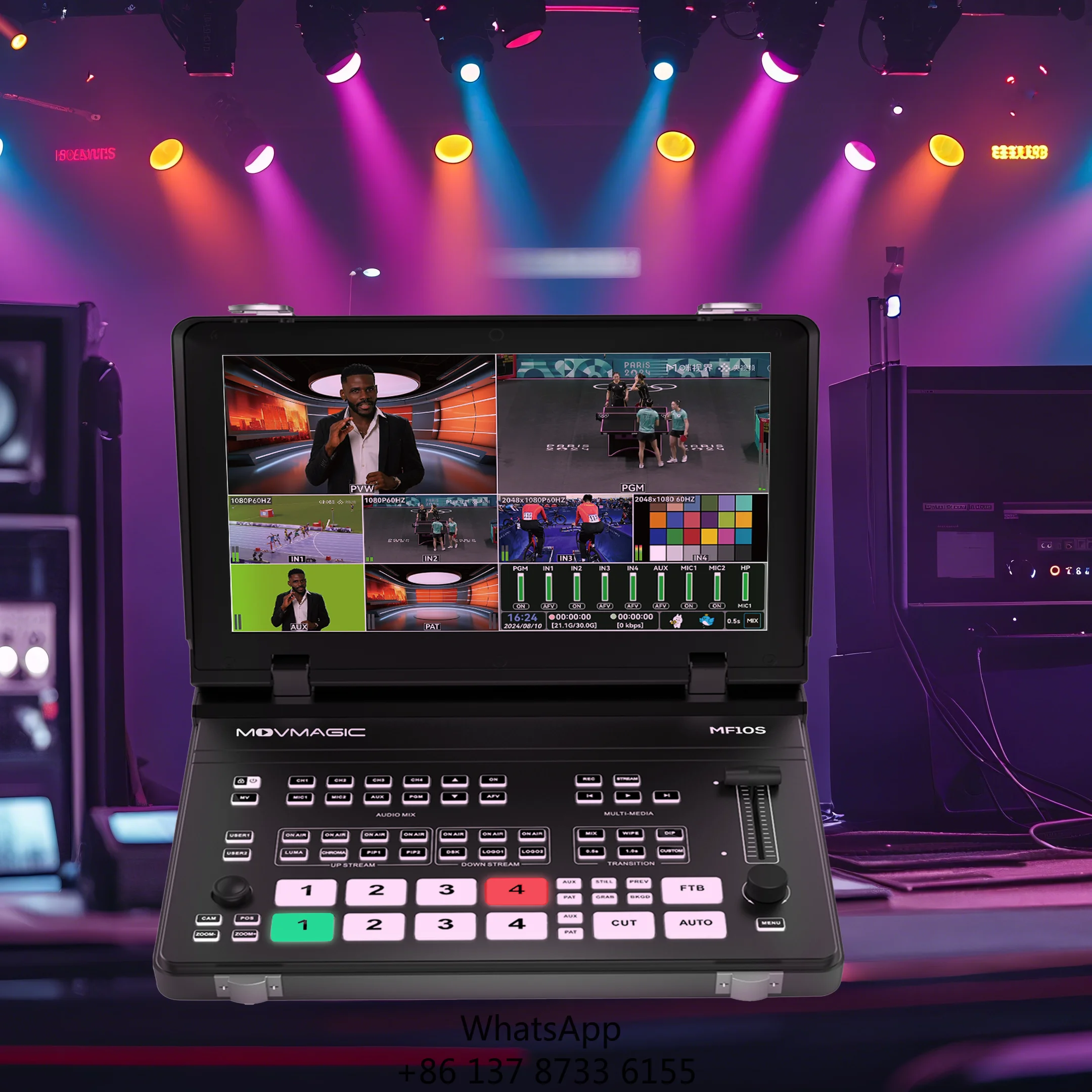 Movmagic MF10S 5-Channel Video Switcher Multi Input Live Production Switcher With PTZ Control & Functional Buttons For Streaming
