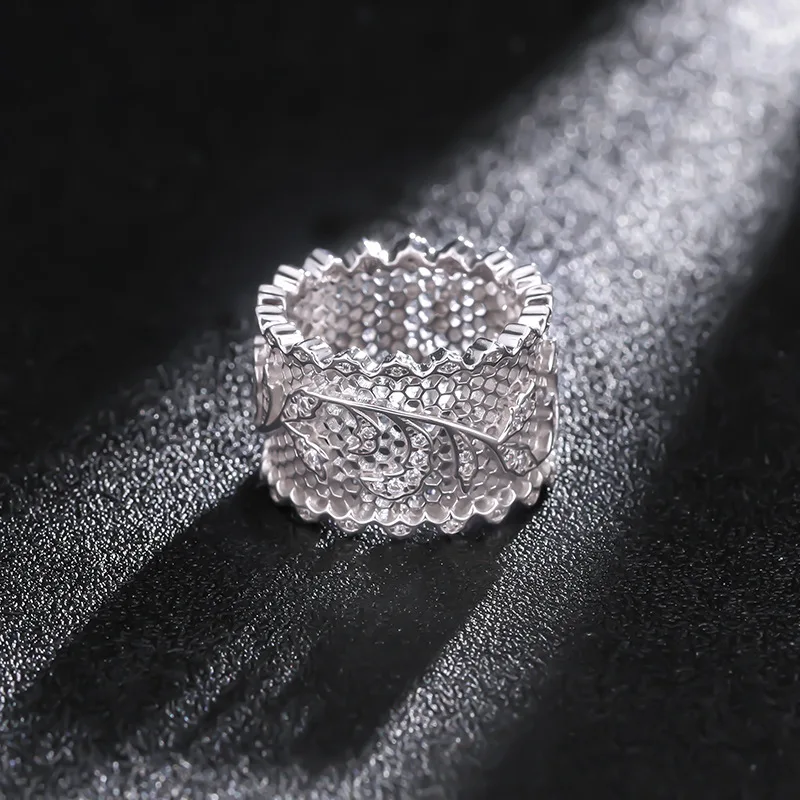 

Buchella style bead lace hollowed out sterling silver ring