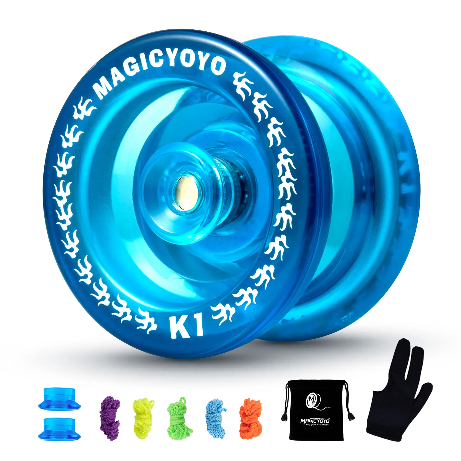 MAGICYOYO K1-Plus Professional Responsive Yoyo for Kids Beginner, Durable Plastic Yo yo with 5 Yoyo Strings + Yo-Yo Glove + Bag